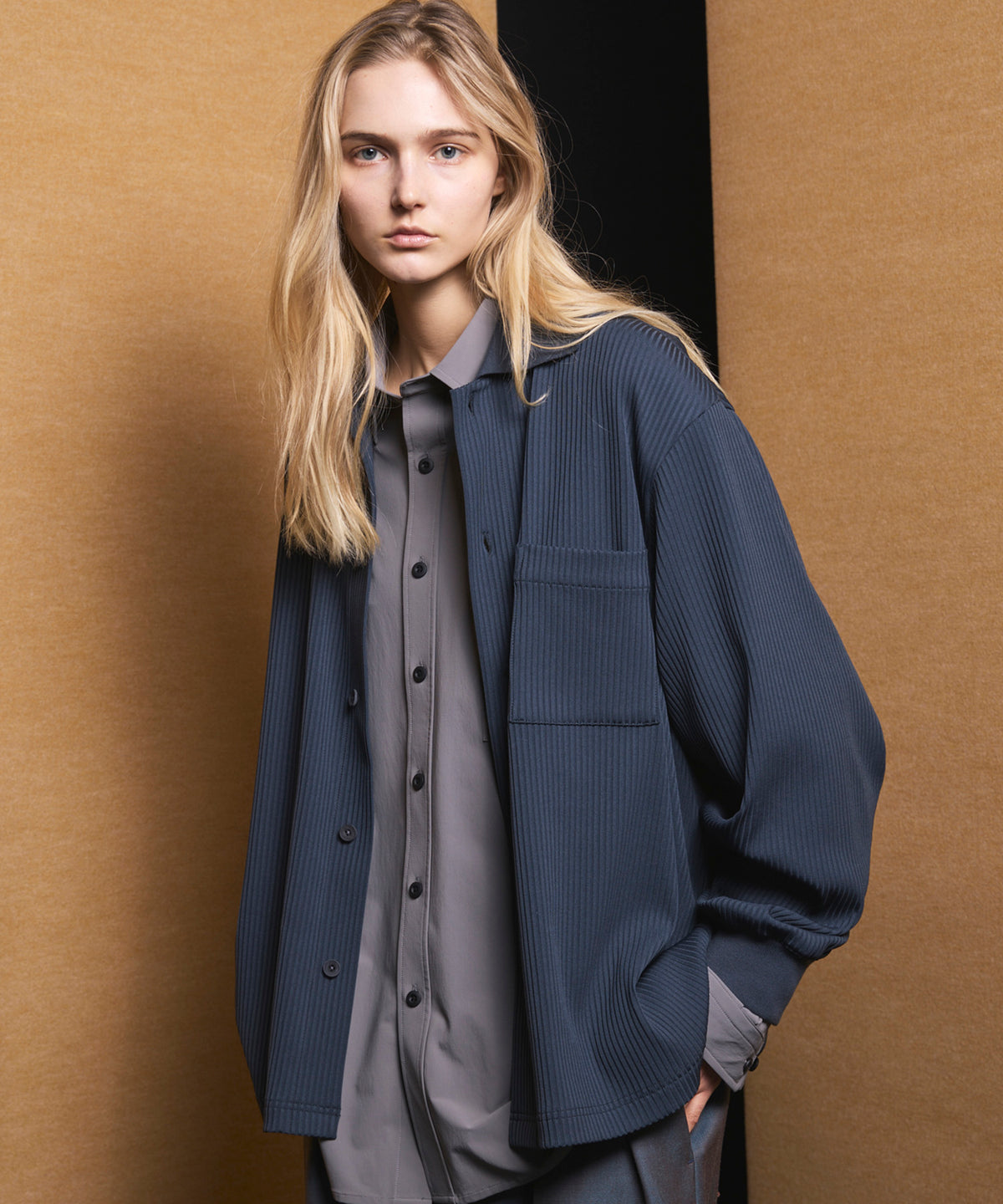 4 색 샹 브레이 세탁 가능한 양모 피크 라펠 더블 가슴 재킷