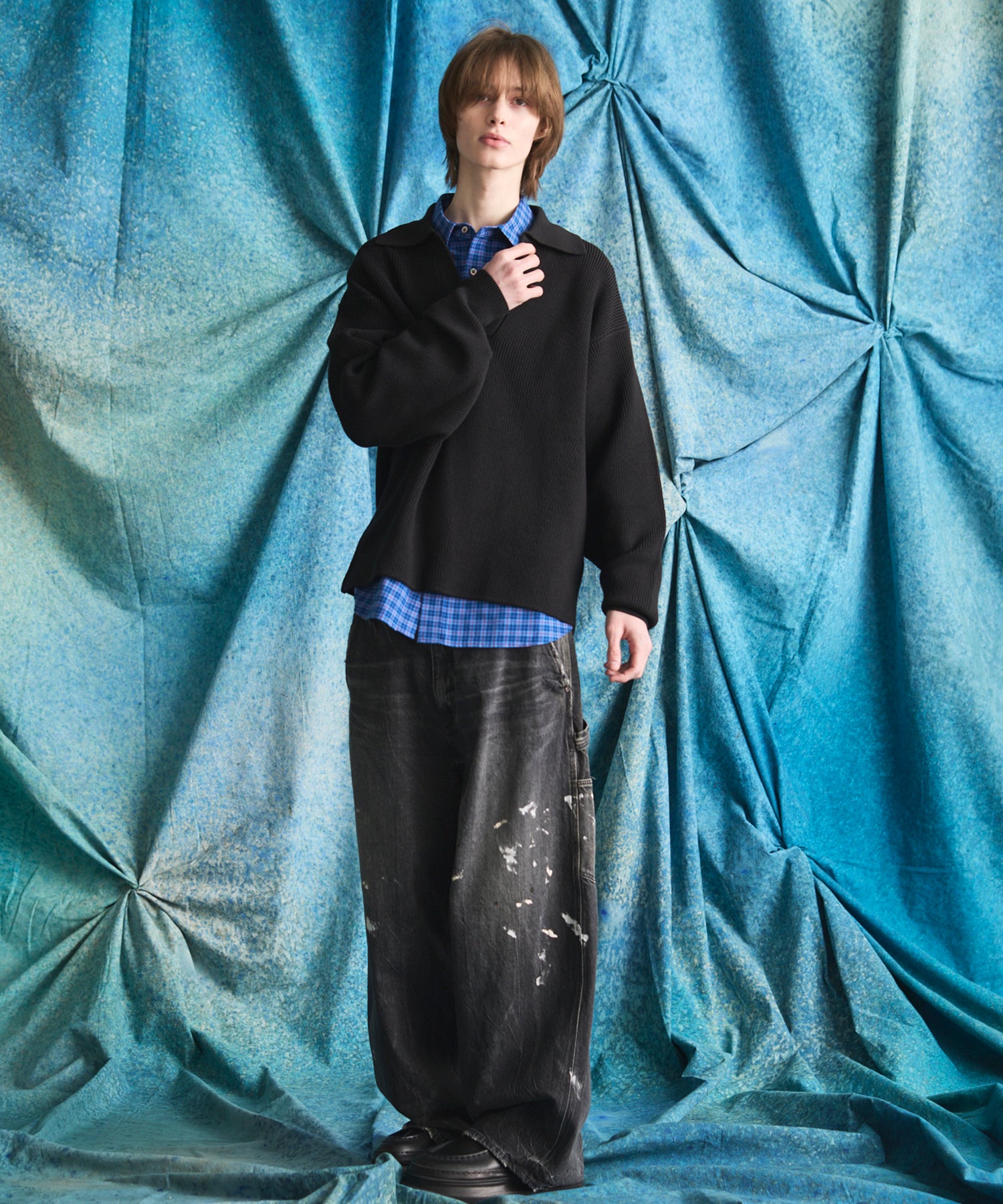 【Italian Dead Stock Fabric】Regular Collar Prime-Over Shirt