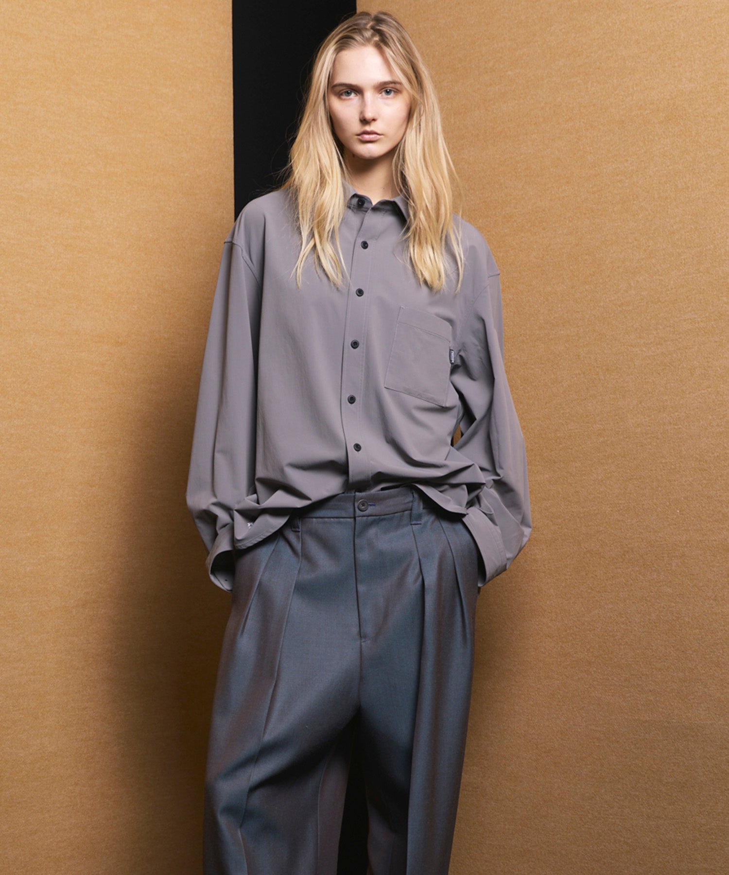 4 Colors Chambray Washable Wool Peaked Lapel Double Breasted Jacket