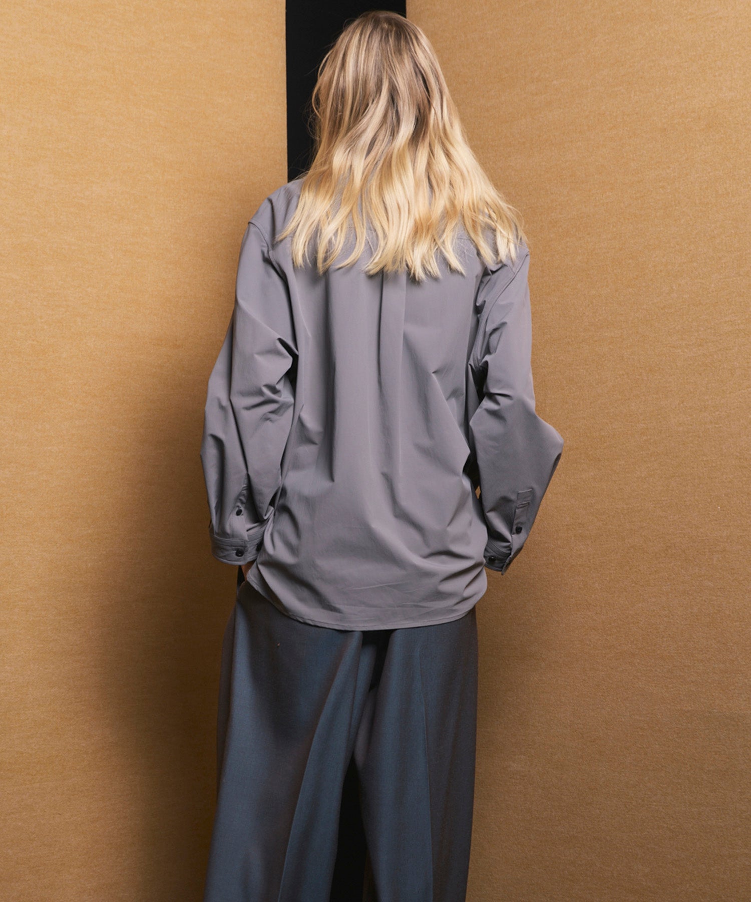 4 Colors Chambray Washable Wool Peaked Lapel Double Breasted Jacket