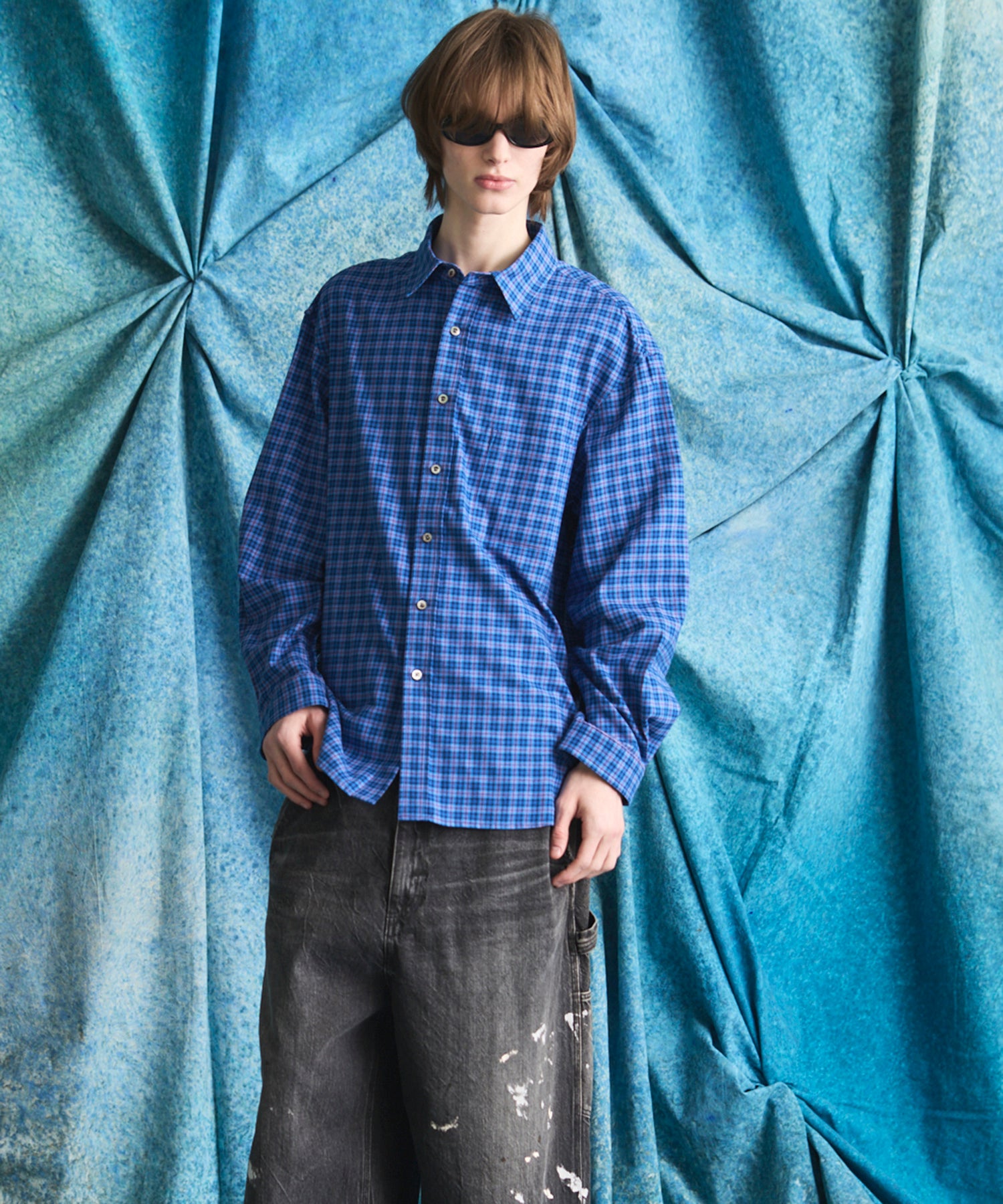 【Italian Dead Stock Fabric】Regular Collar Prime-Over Shirt