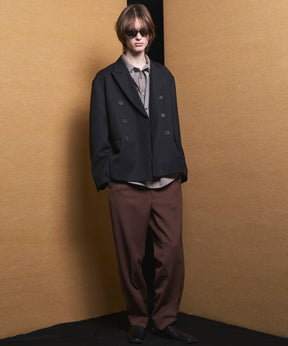 4 Colors Chambray Washable Wool Peaked Lapel Double Breasted Jacket