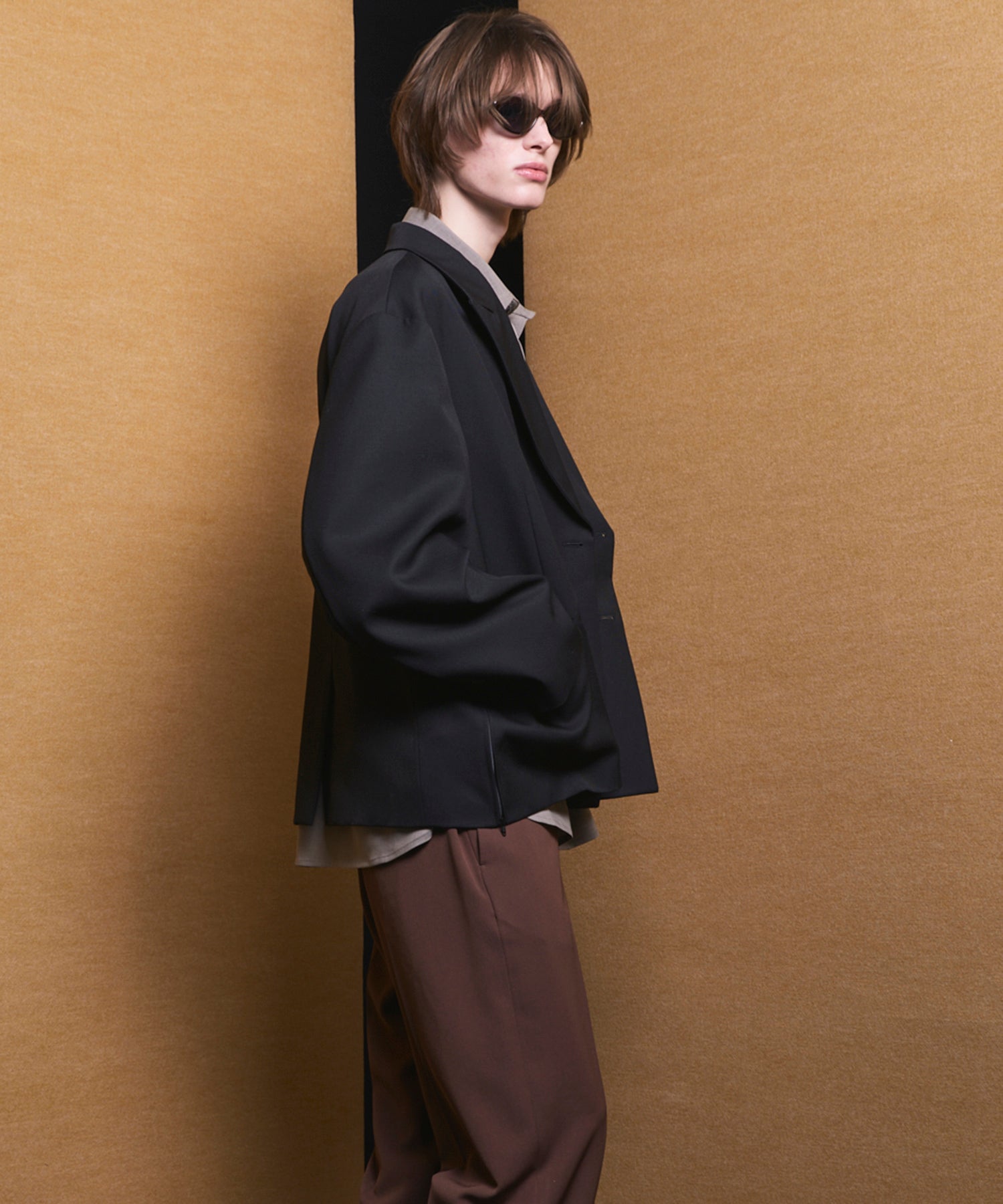 4 Colors Chambray Washable Wool Prime-Over Peaked Lapel Double Breasted Jacket