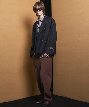 4 Colors Chambray Washable Wool Prime-Over Peaked Lapel Double Breasted Jacket