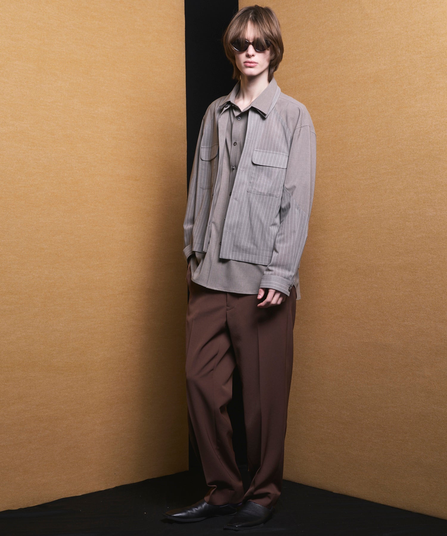 4 Colors Chambray Washable Wool Peaked Lapel Double Breasted Jacket