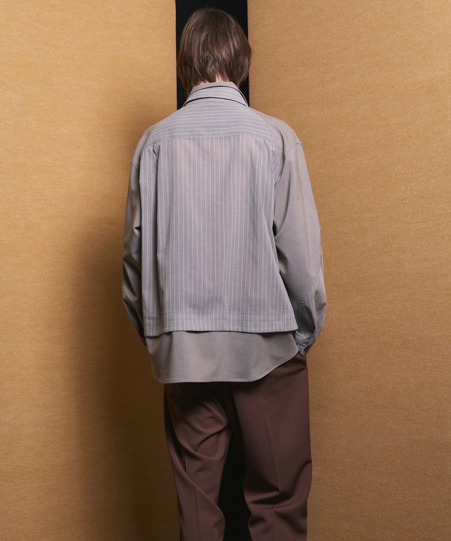 4 Colors Chambray Washable Wool Peaked Lapel Double Breasted Jacket