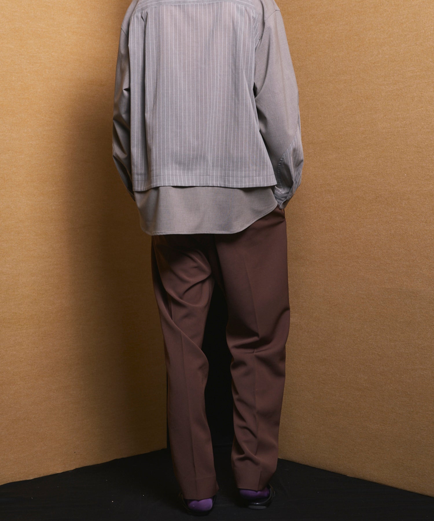 4 Colors Chambray Washable Wool Peaked Lapel Double Breasted Jacket