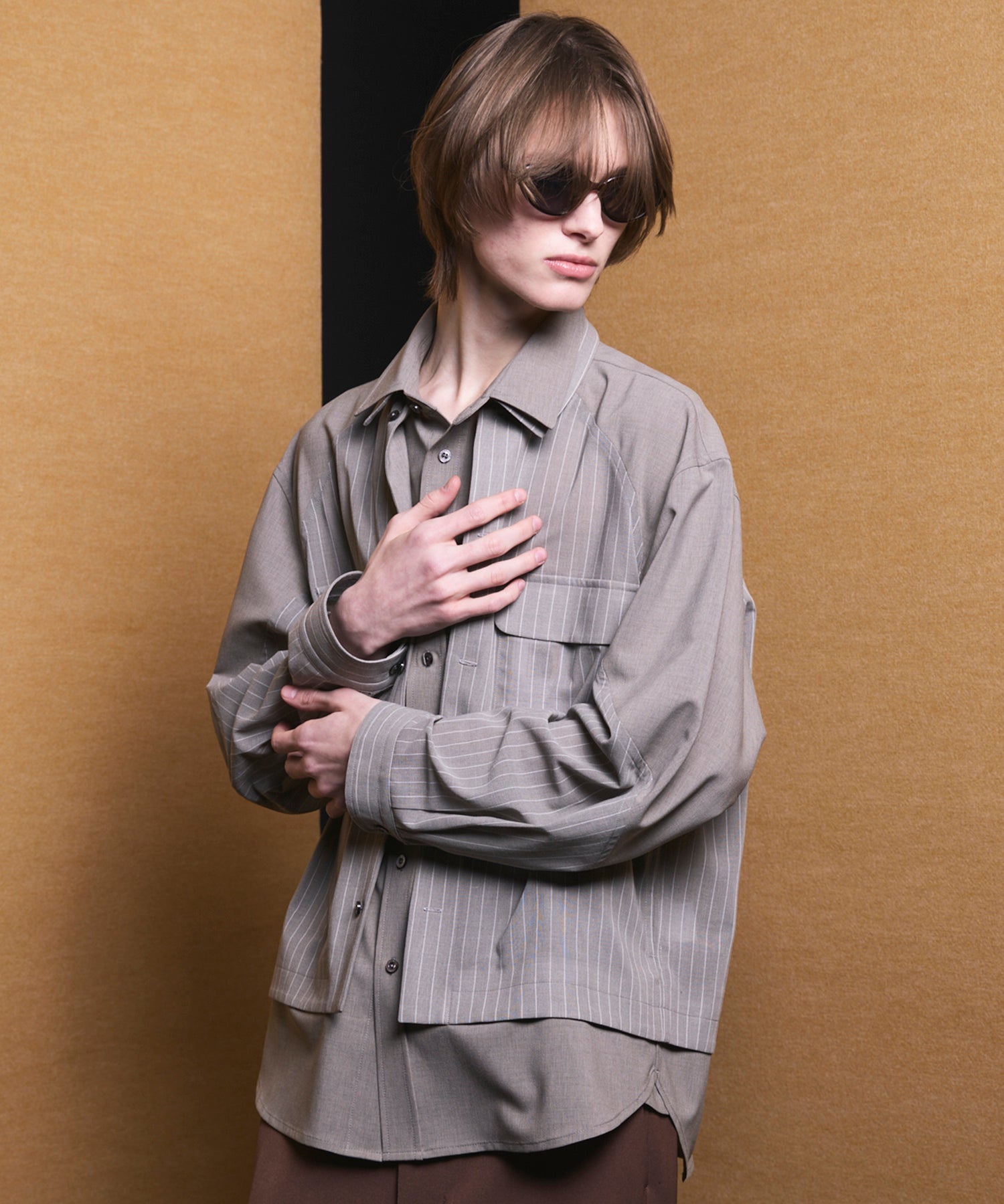 4 Colors Chambray Washable Wool Peaked Lapel Double Breasted Jacket