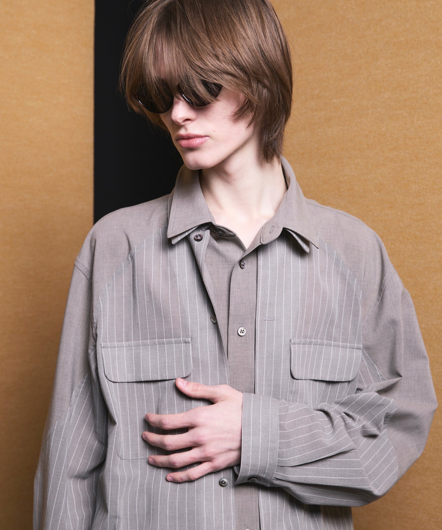 4 Colors Chambray Washable Wool Peaked Lapel Double Breasted Jacket