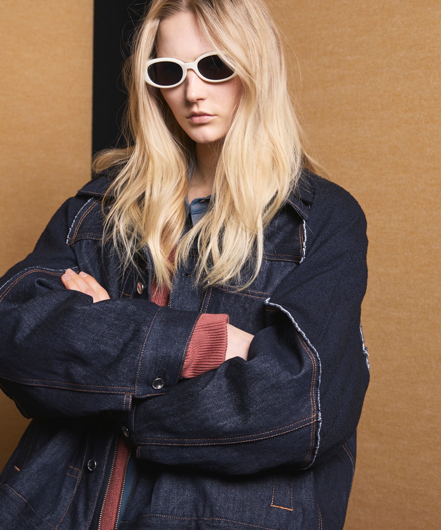 Different Materials Layering Prime-Over Trucker Jacket