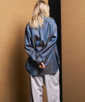 4 Colors Chambray Washable Wool Prime-Over Regular Collar Shirt Coat