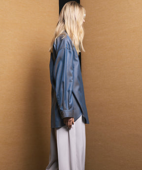 4 Colors Chambray Washable Wool Prime-Over Regular Collar Shirt Coat