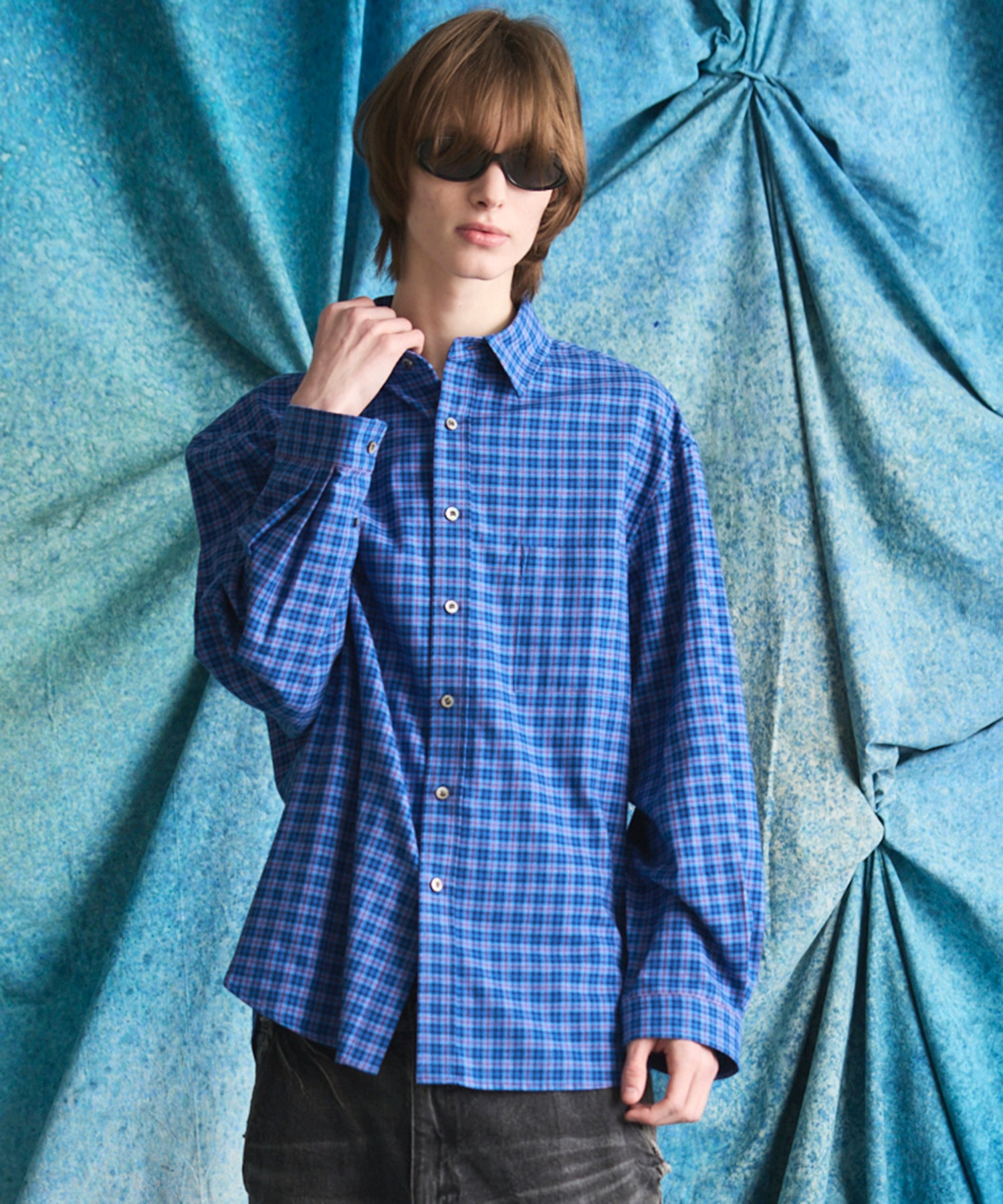 【Italian Dead Stock Fabric】Regular Collar Prime-Over Shirt