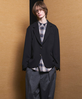 4 Colors Chambray Washable Wool Peaked Lapel Double Breasted Jacket