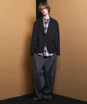 4 Colors Chambray Washable Wool Peaked Lapel Double Breasted Jacket