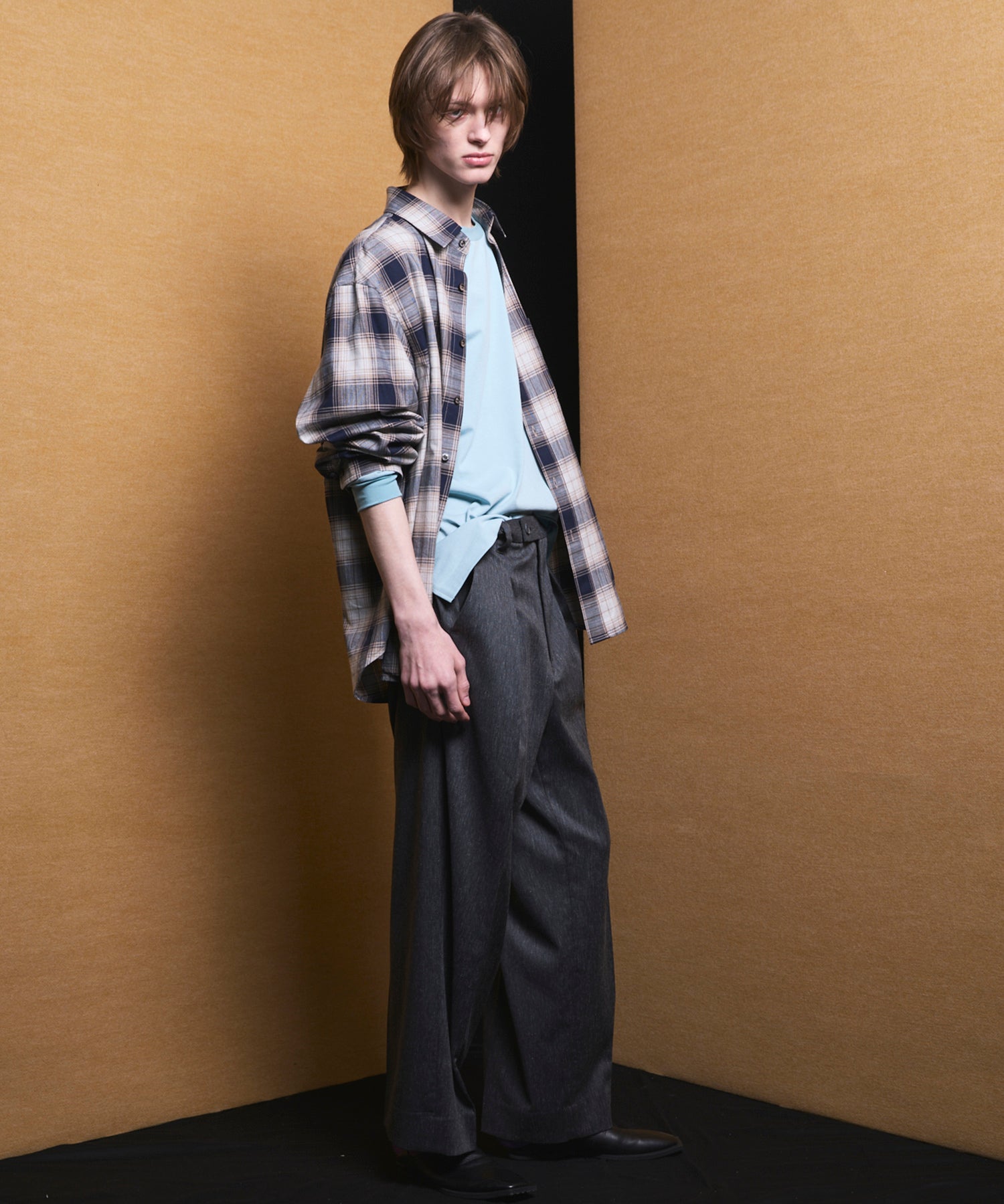 【Italian Dead Stock Fabric】Regular Collar Prime-Over Shirt