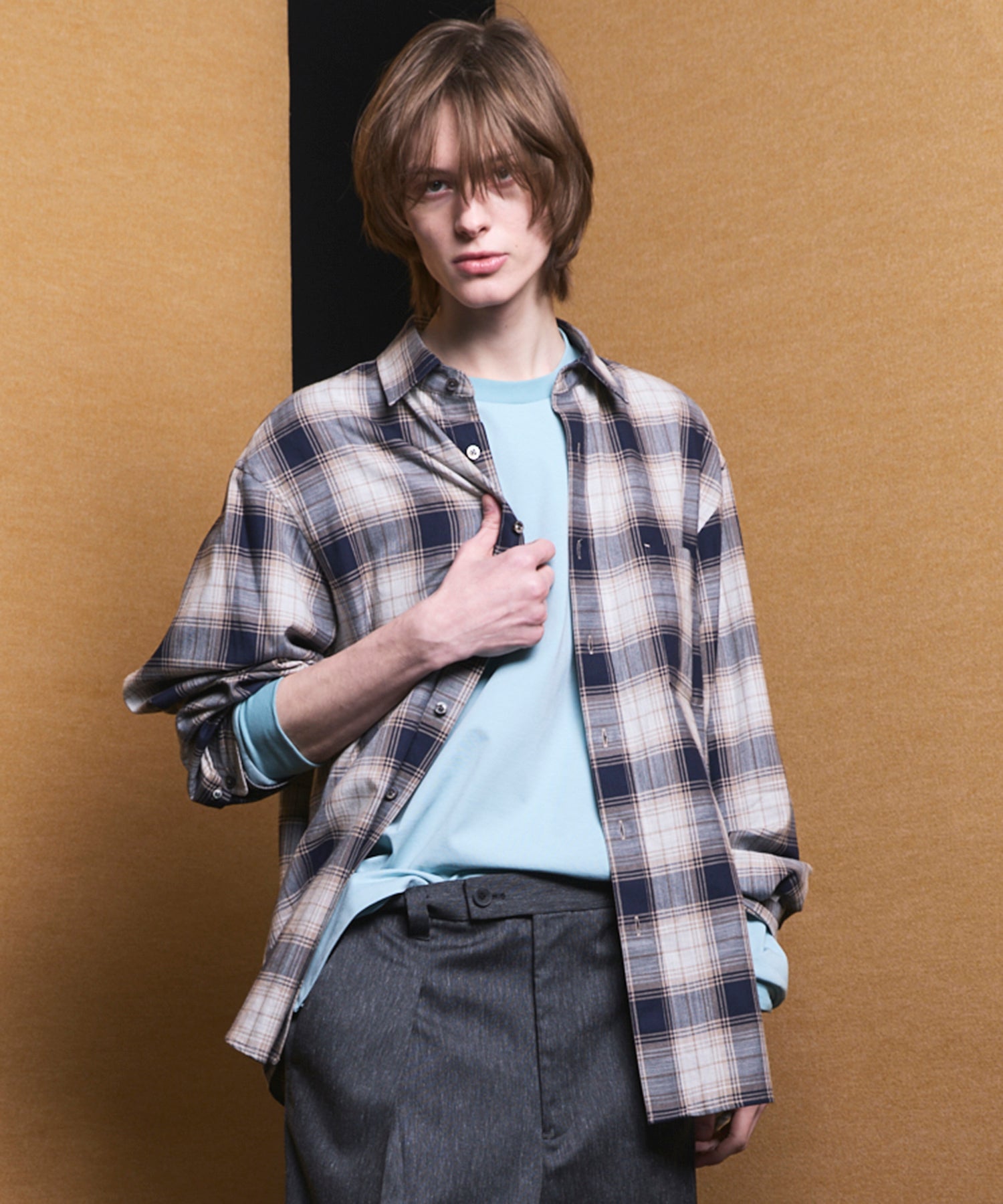 【Italian Dead Stock Fabric】Regular Collar Prime-Over Shirt