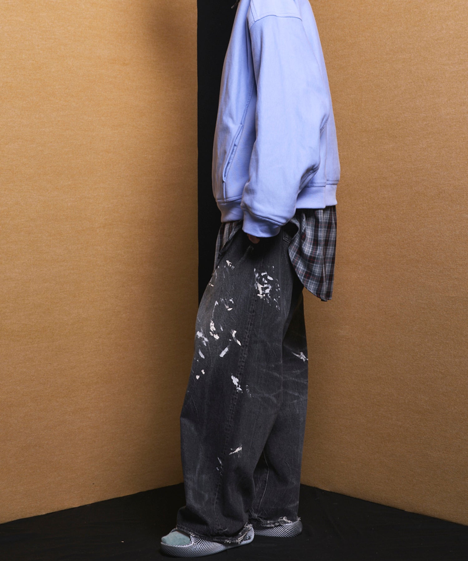 4 Colors Chambray Washable Wool Peaked Lapel Double Breasted Jacket