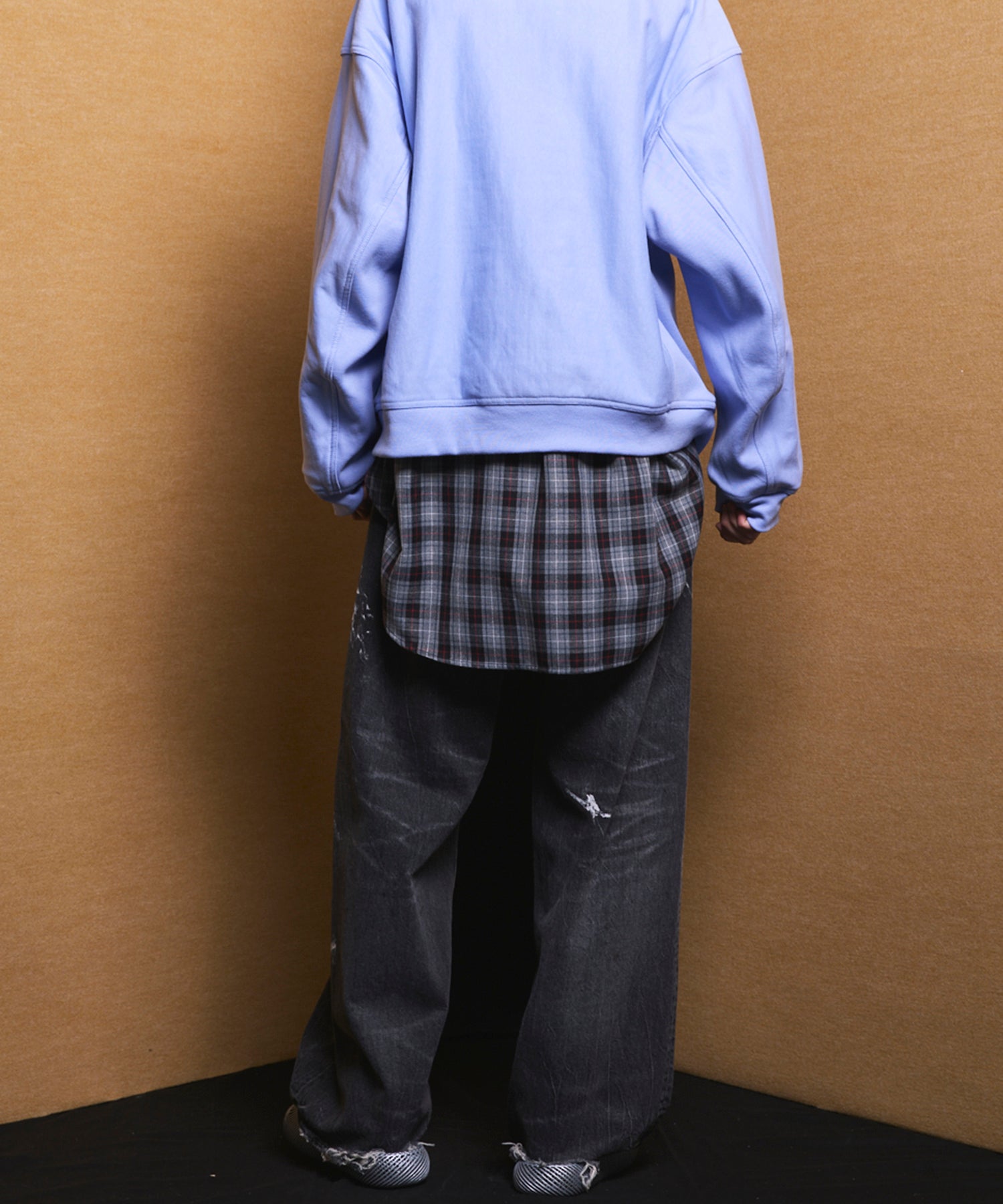 4 Colors Chambray Washable Wool Peaked Lapel Double Breasted Jacket