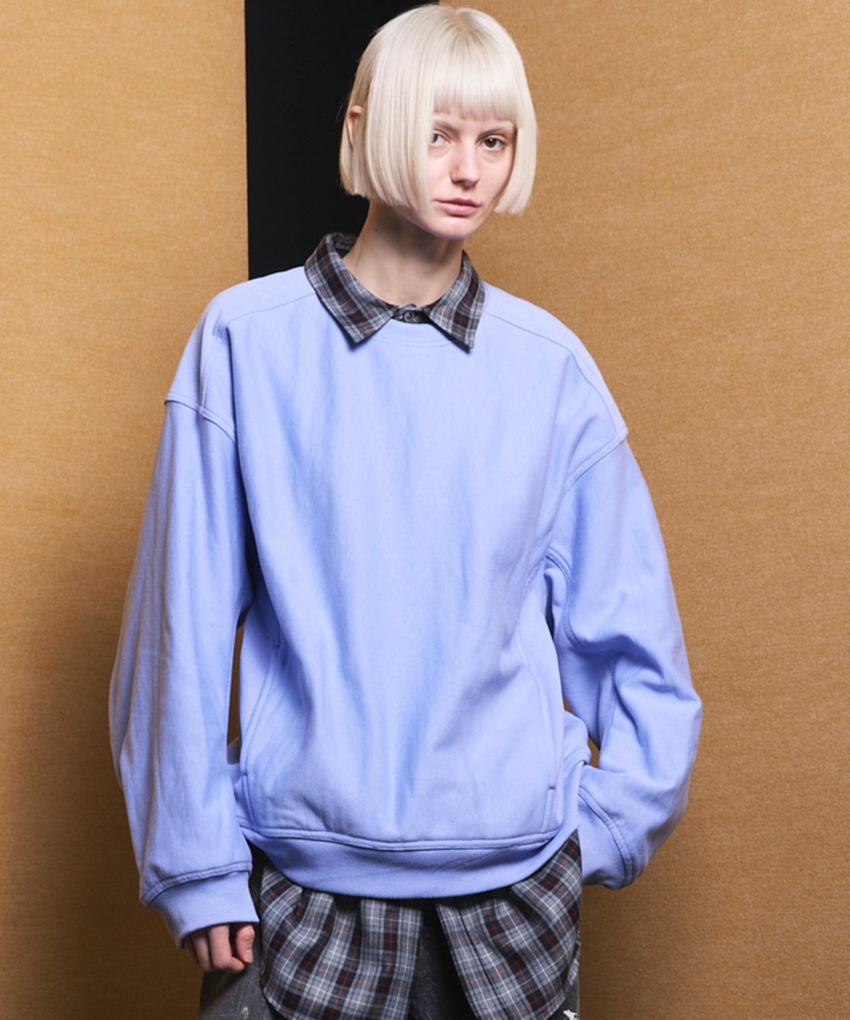 Crew Neck Prime-Over Pullover Sweatshirt