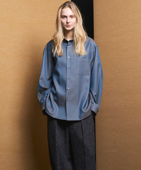 4 Colors Chambray Washable Wool Prime-Over Regular Collar Shirt