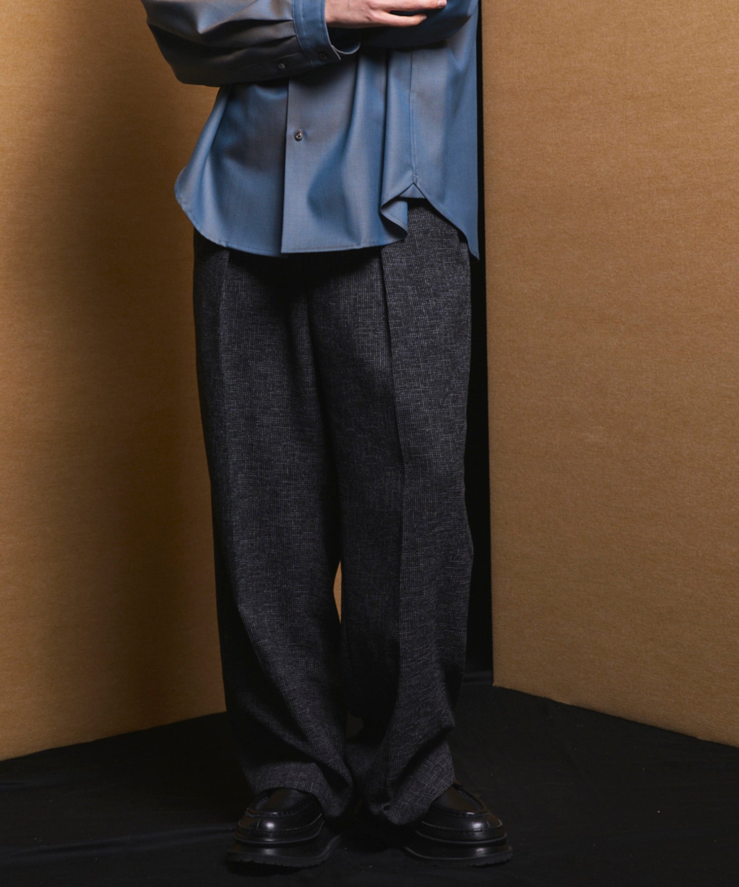 4 Colors Chambray Washable Wool Peaked Lapel Double Breasted Jacket