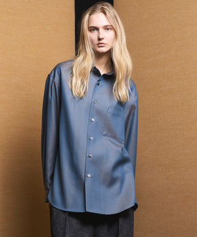 4 Colors Chambray Washable Wool Prime-Over Regular Collar Shirt