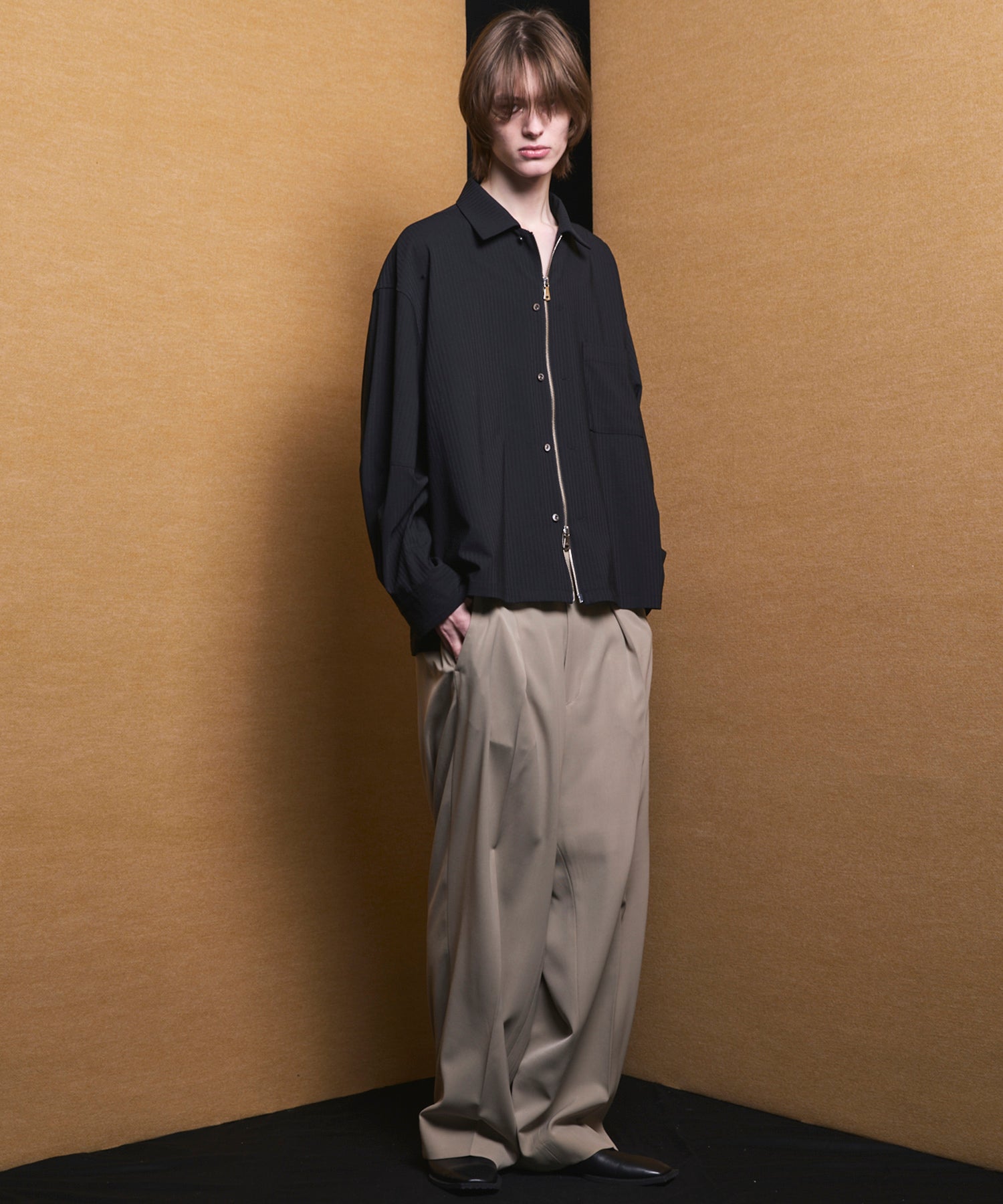 4 Colors Chambray Washable Wool Peaked Lapel Double Breasted Jacket