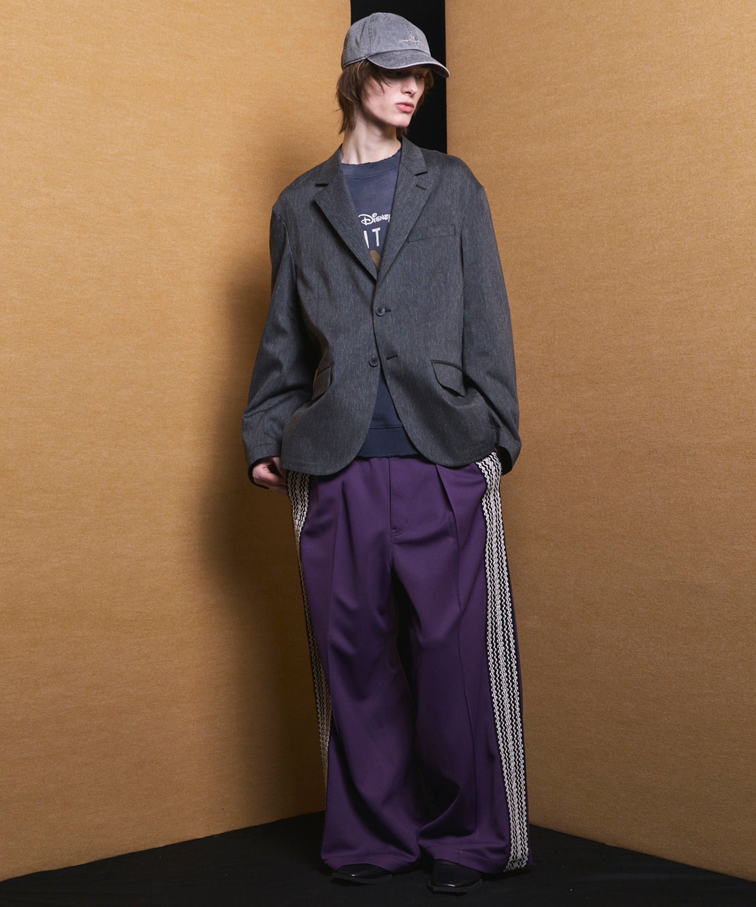 4 Colors Chambray Washable Wool Peaked Lapel Double Breasted Jacket