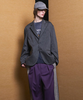 4 Colors Chambray Washable Wool Peaked Lapel Double Breasted Jacket