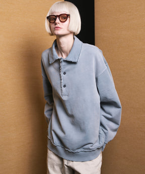 Deep Front Neck Prime-Over Polo Sweatshirt