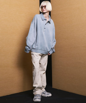 Deep Front Neck Prime-Over Polo Sweatshirt