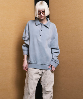 Deep Front Neck Prime-Over Polo Sweatshirt
