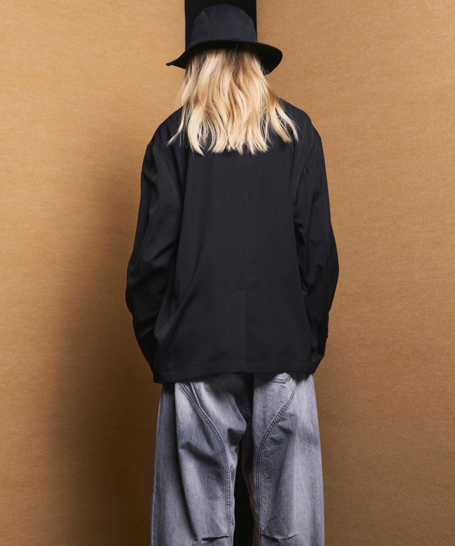 4 Colors Chambray Washable Wool Peaked Lapel Double Breasted Jacket