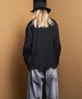 4 Colors Chambray Washable Wool Peaked Lapel Double Breasted Jacket