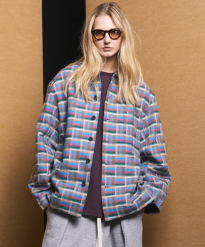 【Italian Dead Stock Fabric】Prime-Over Regular Collar Heavy-Weight Flannel Shirt Blouson