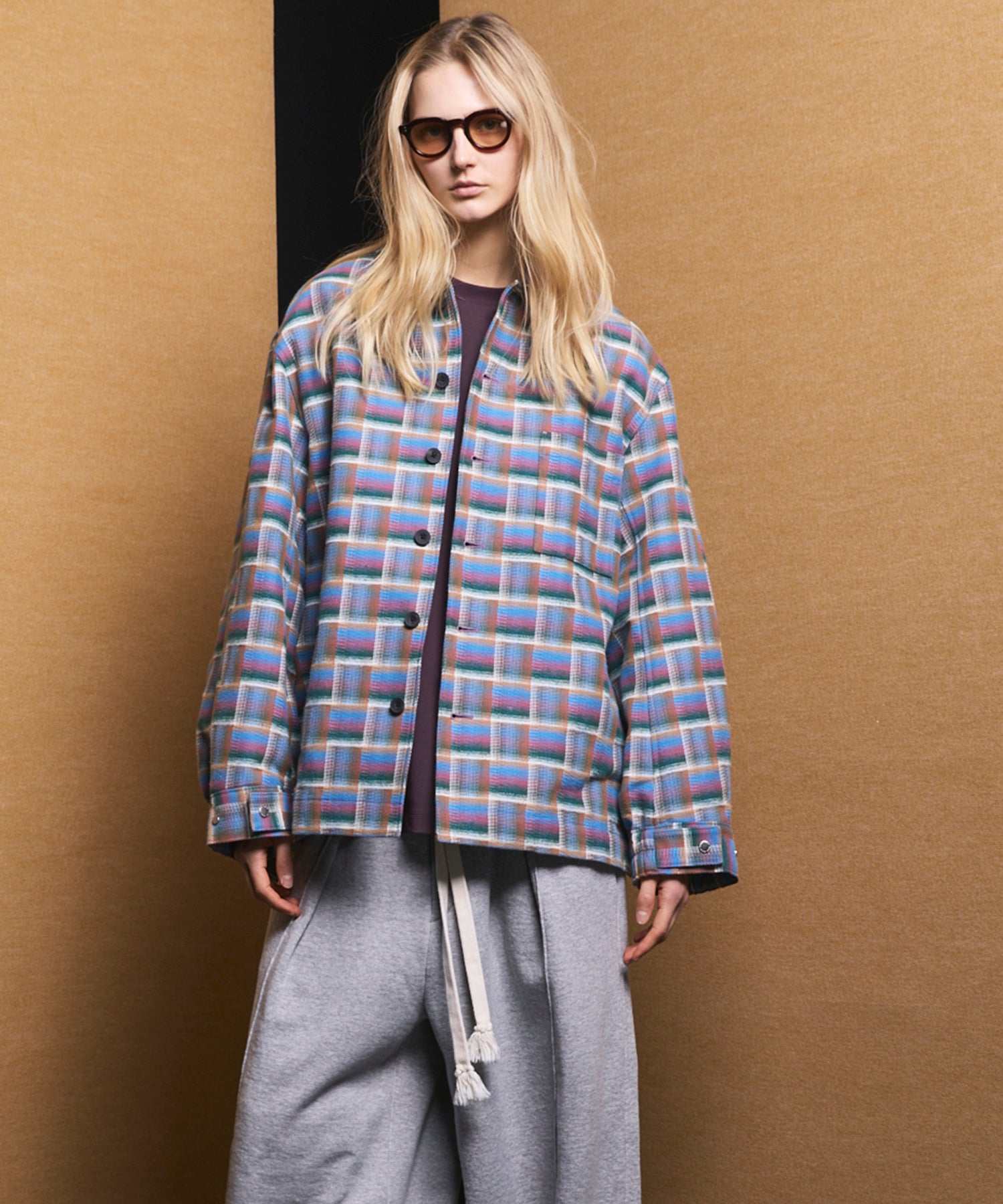 【Italian Dead Stock Fabric】Prime-Over Regular Collar Heavy-Weight Flannel Shirt Blouson