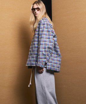 【Italian Dead Stock Fabric】Prime-Over Regular Collar Heavy-Weight Flannel Shirt Blouson