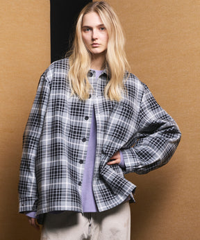 【Italian Dead Stock Fabric】Prime-Over Regular Collar Heavy-Weight Flannel Shirt Blouson