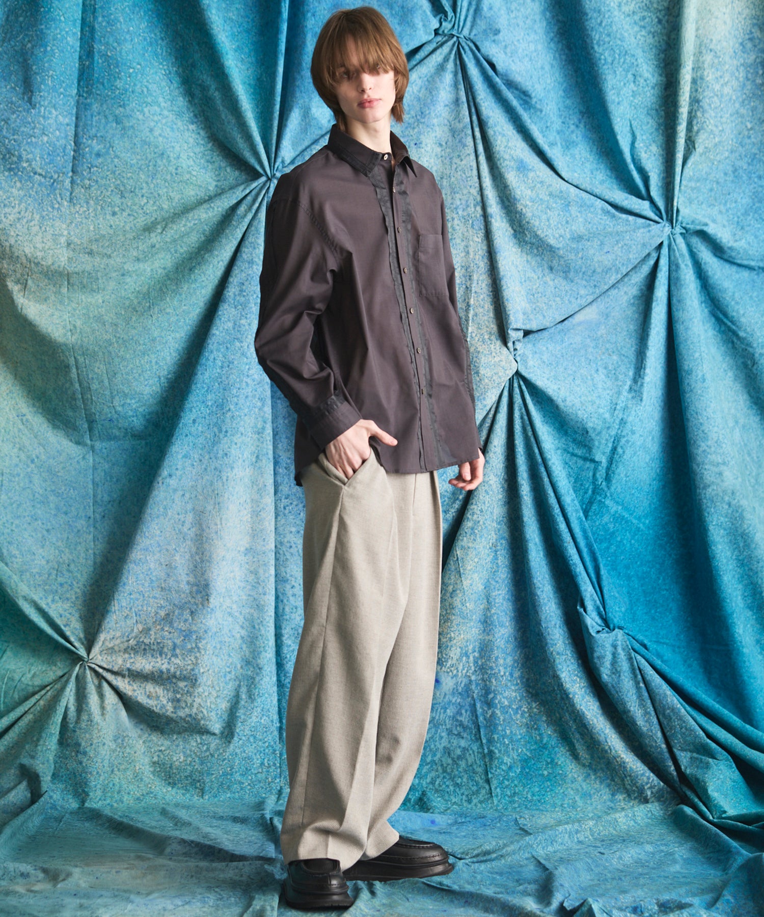 【26ss PRE-ORDER】Deep Front Neck Prime-Over Skipper Shirt