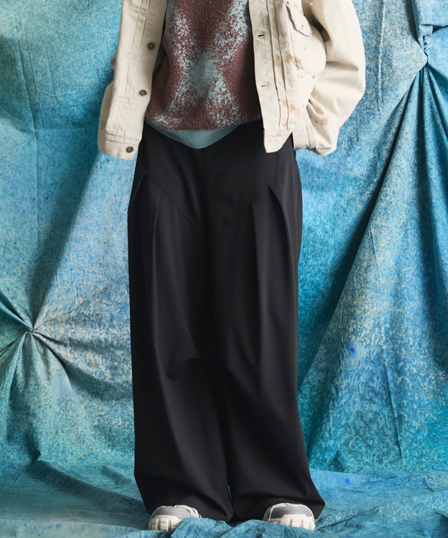 4 Colors Chambray Washable Wool Peaked Lapel Double Breasted Jacket