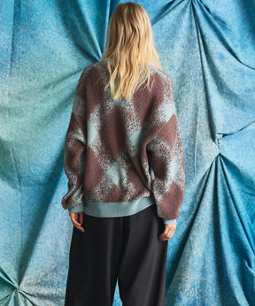 Fancy Yarn Prime-Over Argyle Crew Neck Knit Pullover