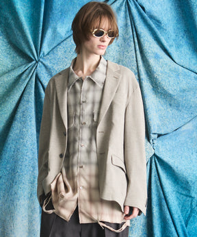 4 Colors Chambray Washable Wool Peaked Lapel Double Breasted Jacket