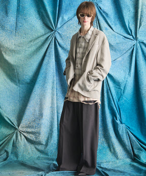 4 Colors Chambray Washable Wool Peaked Lapel Double Breasted Jacket