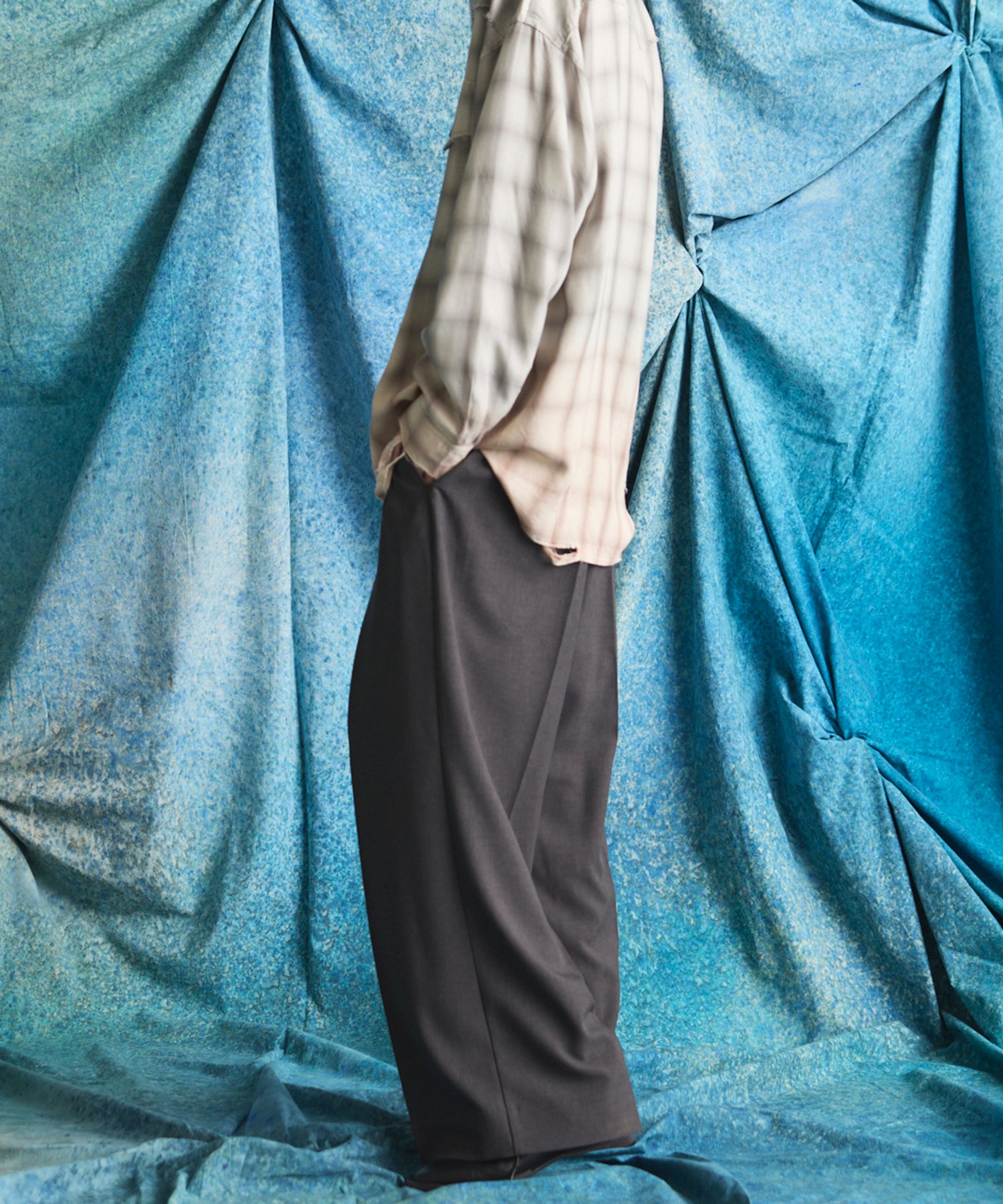 4 Colors Chambray Washable Wool Peaked Lapel Double Breasted Jacket