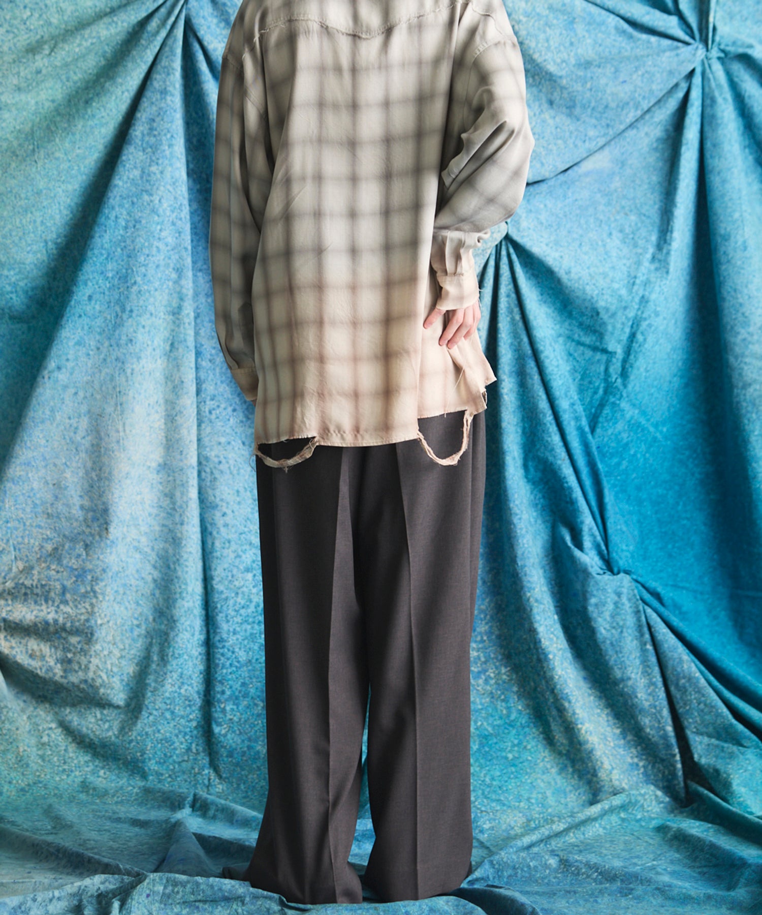 4 Colors Chambray Washable Wool Peaked Lapel Double Breasted Jacket