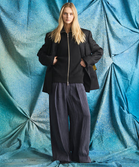 4 Colors Chambray Washable Wool Peaked Lapel Double Breasted Jacket