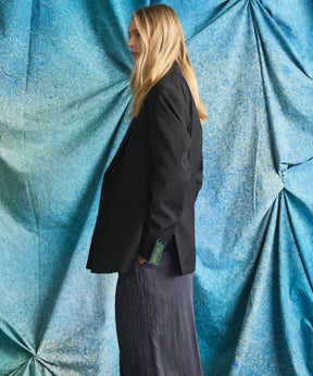 4 Colors Chambray Washable Wool Peaked Lapel Double Breasted Jacket