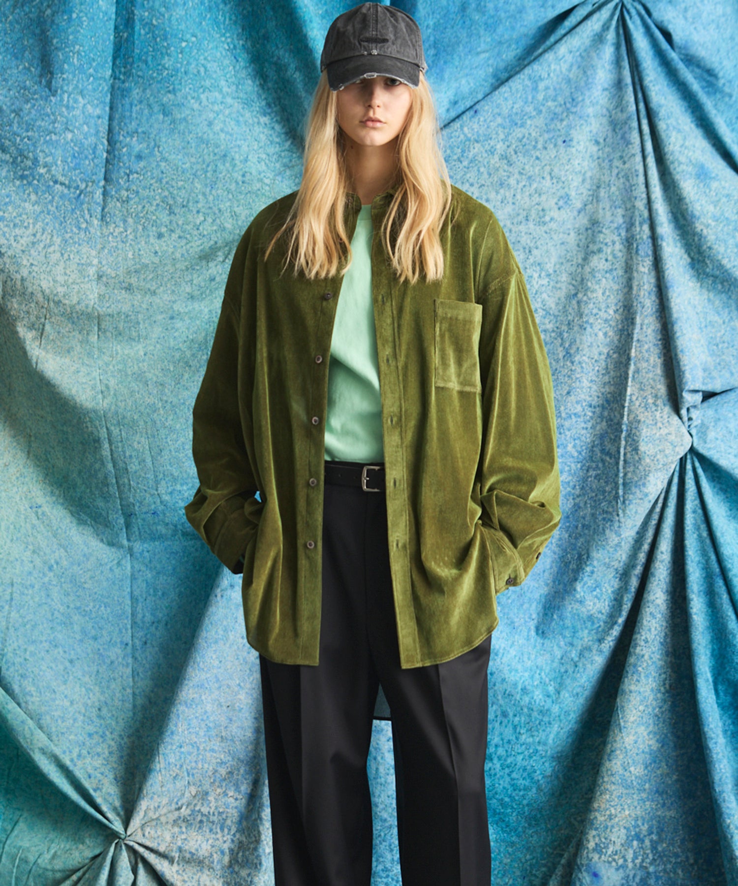 Prime-Over Flocky Print Regular Collar Shirt Coat