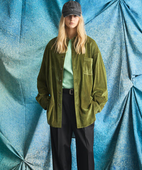 Prime-Over Flocky Print Regular Collar Shirt Coat